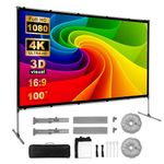 GooDee Projector Screen with Stand - Outdoor Projector Screen 100" Portable Indoor Projection Screen for Home,16:9 Foldable Movie Screen Backyard with Carry Bag Support 4K Front and Rear Projection