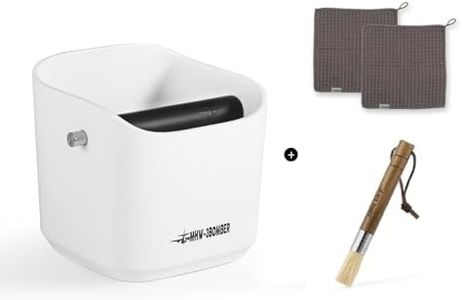 MHW-3BOMBER Coffee Knock Box Mini Espresso knock box Square Non-Slip With Removable Knock Bar (White Set, 1.2L)
