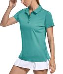 KEFITEVD Women's Short Sleeve Polo Shirts Lightweight Sun Protection Top Quick Dry Collared T-Shirt,Grey Green,M