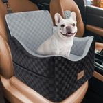 JOEJOY Small Dog Car Seat, Memory Foam Dog Booster Seat with Thick Cushion, Washable Dog Travel Bed for Medium Dogs with Detachable Cover and Storage Pockets, Adjustable Straps