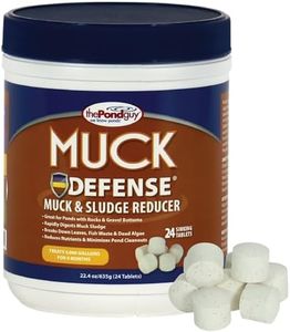 The Pond Guy Muck Defense, Natural Pond Muck Remover, Cleans & Clears Away Muck & Sludge, Easy to Use Bacteria & Enzyme Tablets, Treats 4,000 Gallons/200 Sq Ft, 6 Month Supply, 24 Tablets, 22.4 ozs