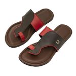 Unigo Leather Flip Sloth Chappals For Men | Size-8, Red | Lightweight and Comfortable Slippers for Men | Stylish Flip Flop For Everyday Wear | Mens Stylish Footwear | Soft & Durable Chappal