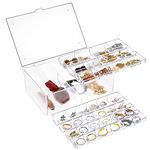 HM KAMAN Jewelry Boxes for Women,38 Grid 3-Layer JeweLry Storage Box,Transparent Jewelry Rack on the Dressing Table,Ring Holder,Suitable for Gings, Necklaces, Bracelets, Earrings, Etc.（Transparent）