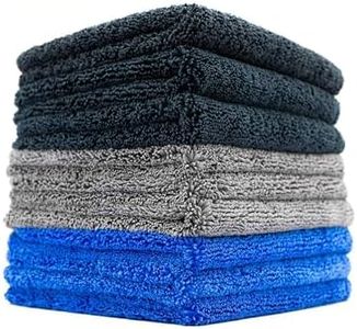 The Rag Company - Spectrum 420 Dark Pack - Professional 70/30 Blend, Dual-Pile Plush, Microfiber Auto Detailing Towels, 420gsm, 16in. x 16in, Black + Grey + Blue (9-Pack)