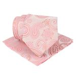 Kovove Elegant Pink Paisley Neck Tie and Pocket Square Gift Box