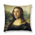 Mona Pillowcase Lisa Sofa Cushion Case Home Decorative Throw Nicolas Pillow Cover for Couch Bedroom 18x18 Inch