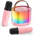 JYX Karaoke Machine for Kids Adults, Portable Bluetooth Speaker with 2 Microphones, Support TF/AUX Input/Funny Magic Voice, Great Gifts for Birthday Party Boys Girls (D23P-T)