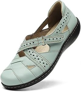 TERRIKAT Women's Casual Loafers Cute Slip On Comfort Walking Flats Leather Driving Moccasins Fashion Closed Toe Boat Shoes, Mint, 6.5