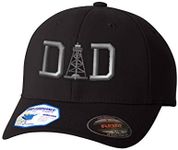 Flexfit Hats for Men & Women Oil Rig Dad Drilling Embroidery Polyester Dad Hat Baseball Cap Black Design Only Large XLarge