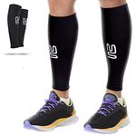 Modetro Sports Calf Compression Sleeves Men Women - 20-30mmhg Shin Splints Support - Calf Support (Black-1pair, M)