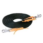 Weaver Leather 35-205 Poly Roper Reins with Soft, Broken-In Feel, Golden Brown Leather, Water Loop Ends Attached with Leather Laces and Nickel Plated Scissor Snaps, 3/8 In x 10 Ft