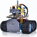 KEYESTUDIO Mini Tank Robot Smart Car Kit for Arduino, Light/Ultrasonic Follow, IR Infrared and Bluetooth Wireless Remote Electronic DIY Robot Kit, Support iOS Android Control，for Adults Teens 15+