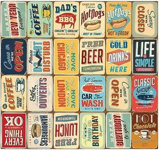 Walplus Mural Collage Vinilos De Pared Decorativos Decoracion Habitacion Fácil De Usar Etiqueta De La Pared Calcomanía Vintage Metal Signos Arte Retro Clásico Diy Decoración Sala De Estar Marrón