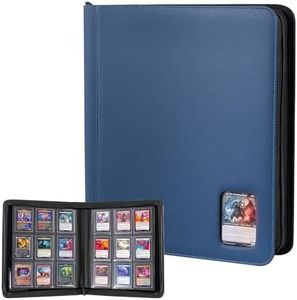 ProCase Top Loader Binder, 9 Pocket Holds 324 Toploaders, Waterproof PU Leather with Non-PVC Pockets for Trading Cards or Sports Cards, Compatible with TCG, MTG in 3"x4" Toploader -Navy