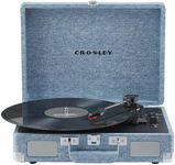 Crosley CR8005F-WD Cruiser Plus Vintage 3-Speed Bluetooth in/Out Suitcase Vinyl Record Player Turntable with Built-in Speakers, Washed Denim