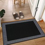 PHP Carpet Runners for Hallways Non-Slip Long & Wide Heavy-Duty Plain Super Absorbent Area Rugs, Stair Carpet and Kitchen Anti-slip Floor Mats - Greeky Rug (Black & Grey, 40 x 60 cm - Small Doormat)