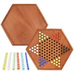 16.5 Inches Extra Large Wooden Jumbo Chinese Checkers Board Game Set with Drawers 120 Colorful Marbles for Up to 6 Players Classic Strategy Game for Kids & Adult