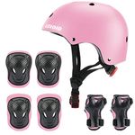 CELOID Kids Helmet Pad Set,Adjustable Kids Skateboard Bike Helmet Knee & Elbow Pads Wrist Guards 5-8 years Kids Protective Gear Set for Girls Boys Bicycle Bike Roller Skating Scooter Rollerblade Sport