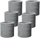 Fecawd 6 Pack Wristbands Sweatbands for Men & Women, Breathable Tennis Wrist Bands Absorbent Sweat Band Multiuse Wristband for Basketball, Running, Gym, Working Out(Grey)