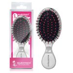 Majestique Mini Pocket Detangling Hair Brush, Soft Ball Tipped Nylon Pin Handheld Massage Paddle Hair Comb for Adults & Kids All Hair Types Mini Travel Detanglers (Color May Very) Multicolor