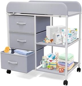 Baby Changing Table, Portable Changing Table, Diaper Changing Station with Waterproof Pad, Changing Table Dresser with 3 Storage Baskets, Mobile Nursery Organizer for Newborn Essentials