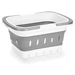 SUMTree Portable Shower Caddy Tote, Plastic Storage Collapsible Caddy Basket with Handles, Box Organizer Bin for Bathroom, Kitchen, College Dorm, 28.3 x 20.8 x 5 cm, grey