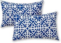 Greendale Home Fashions AZ5811S2-INDIGO Azure Outdoor Rectangle Throw Pillow (Set of 2)