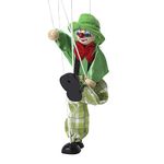 BXT Hand Puppet Clown Wood Marionette Toys Pull Strings Puppet Doll Movable Hands and Feet,Xmas Parent-Child Interactive Fun Toys Gift