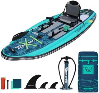 TIGERXBANG 11'x47''x8'' Inflatable Fishing Kayak, High-Performance Inflatable Kayak-Ideal for Water Fishing Activities, Equipped with Comfortable Seats and Camera Base Versatile Accessories