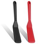 BLMHTWO 2 Pieces Long Spatula, Egg Flipper Spatula Silicone Spatula with Hook Hole Design Heat Resistant Non Stick Food Spatula for Cooking Burgers Pizza Steak (Black and Red)