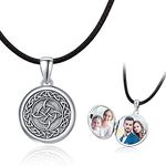 TUGHRA Irish Jewelry for Men Women Locket Necklace Photo Lockets that Hold Picture Personalized Father's Day Gift Dad Custom Celtic Locket Sterling Silver, Sterling Silver, No Gemstone