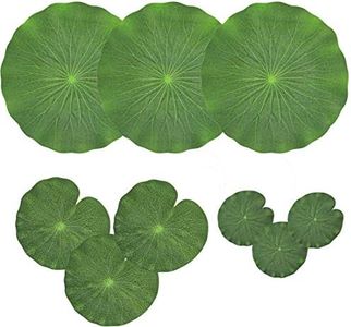 NAVADEAL Pack of 9 Artificial Floating Foam Lotus Leaves | Water Lily Pads Ornaments, Green | Perfect for Patio Koi Fish Pond Pool Aquarium Home Garden Wedding Party Special Event Decoration