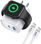 Apple Watch Charger, 3 in 1 20W Fast Charging Block with Magnetic Wireless Charging, Portable USB C Wall Charger Block for iWatch Charger Ultra/9/8/7/6/SE, iPhone 15/15 Pro, iPad Pro/Air, White