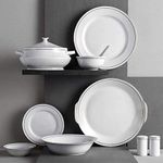 Raincart Mona Dinnerware Set, 40-Pieces, Dinner Set Serving Set White Gold