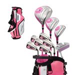 PreciseGolf Co. Precise M5 Ladies Golf Club Set Complete Right-Handed Including Titanium Driver, S.S. Fairway, S.S. Hybrid, S.S. 5-Pw Iron, 3H/C'S Pink (Right Handed)