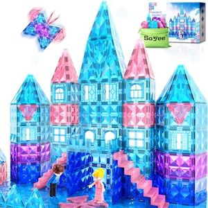 Diamond Magnetic Tiles 102pcs, Magnetic Building Blocks Princess Toys, Pretend Play Toys for 3+ Year Old Girls & Boys, Girls Toys Age 3-5 6-8