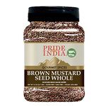 Pride of India – Brown Mustard Seed Whole – Gourmet Indian Spice – Hot & Spicy Flavor – Ideal seasoning for sauces/dips/spice blends – Easy to Store – 8 oz. Medium Dual Sifter Bottle