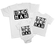 Shopagift Father Daddy Son Big Man Little Man Family Mens Kids T-Shirt Baby Grow Matching Gift Set White