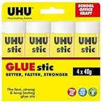 UHU Solvent Free 4 Glue Sticks, (33