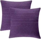 PHF 100% Cotton Waffle Weave Euro Sham Covers, 2 Pack 26" x 26" Pillow Covers for Elegant Home Decorative, No Insert, Decorative Euro Throw Pillow Covers for Bed Couch Sofa, Grape