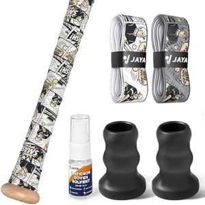 JAYA 2 Pack PU Bat Grip Tape and 2 Pack Bat Knob Taper