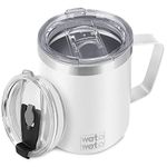 WETOWETO 14 oz Coffee Mug, Vacuum Insulated Camping Mug with Lid, Double Wall Stainless Steel Travel Tumbler Cup, Coffee Thermos Outdoor, Powder Coated White