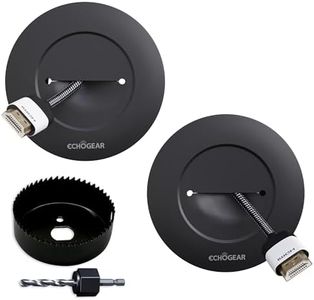 ECHOGEAR TV Cord Hider for Wall Mounted TV - Cable Management Kit Hides TV Wires - Includes 2 Pass Throughs, Locking Brackets, and Hole Saw Drill Attachment (Black)