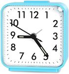 ORIA Analog Alarm Clock, Small Analog Clock, Bedside Clock with Snooze & Luminous Function, Silent No Ticking, Battery Operated Desktop Clock for Office, School, Bedroom, Trip, etc - Blue