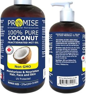 270ml (9oz) PURE COCONUT FRACTIONATED MCT OIL, Moisturizes & Nourishes Hair, Face and Skin, UV Protected, Non GMO, Made in Canada (270ml)