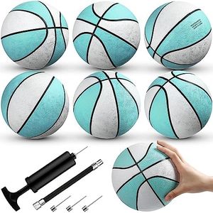 6 Pack Water Pool Basketballs Swimming Pool Basketball Blue Basketball for Swimming Pool Basketball Hoops Pool and Lake Waterproof Basketball for Pool Party Favors (Water Blue, 7 Inch)