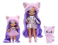 Na! Na! Na! Surprise 575962EUC belle Family Soft Set of 3 with 2 Fashion 1 Toys for Kids-Lavender Kitty with Long Hair Dolls, 12 Removable Accessories and Outfits, and Adorable Plush Pet Cat