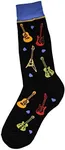 Foot Traffic, Men's Music-Themed Socks, All-Over Guitars (Shoe Sizes 7-12)