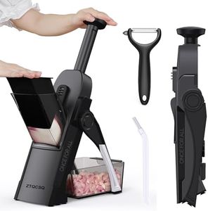 ZTQCSQ 5 in 1 Safe Mandoline Slicer for Kitchen, Safe Vegetable Chopper, Paring Knife, Adjustable Thickness, Easy to Clean, Vegetable Slicer, Slicing, Strips, Shredding, Dicing, Chop (Black Knight)