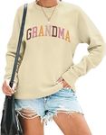 Grandma Sweatshirt Women Nana Life Sweatshirts Colorful Grandma Letter Print Crewneck Mimi Birthday Gift, Dark Grey, Large